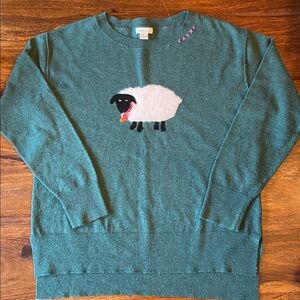 SUNDANCE Green Sheep Sweater “I Love Ewe” Design Size S Small Wool Blend